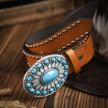 Men's Western Style Vegan Leather Belt