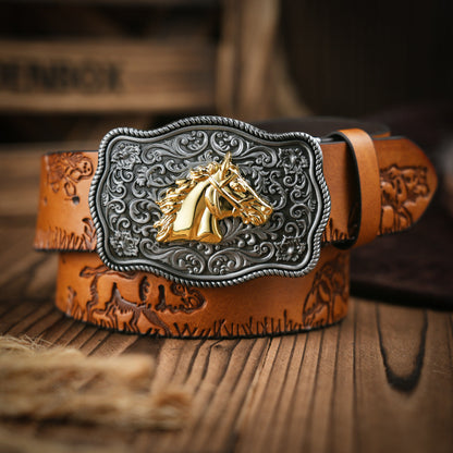 Men's Western Style Vegan Leather Belt