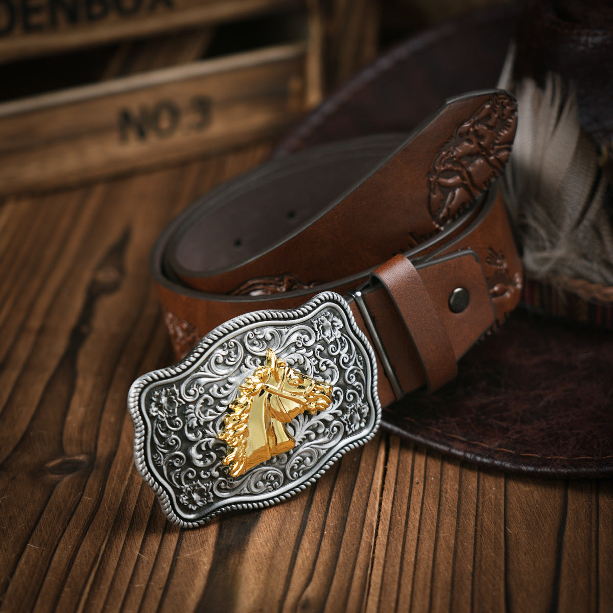Men's Western Style Vegan Leather Belt