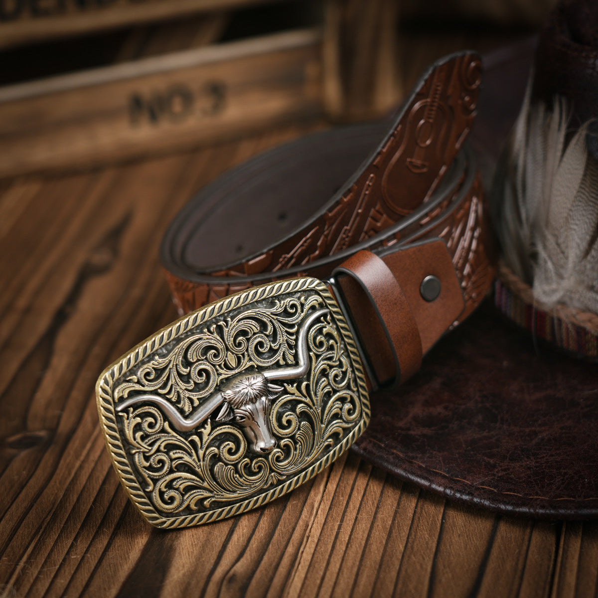 Men's Western Style Vegan Leather Belt