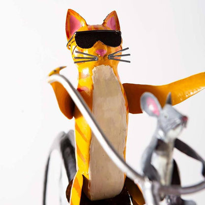 Metal Animal Bicycle Wind Spinner Garden Stake
