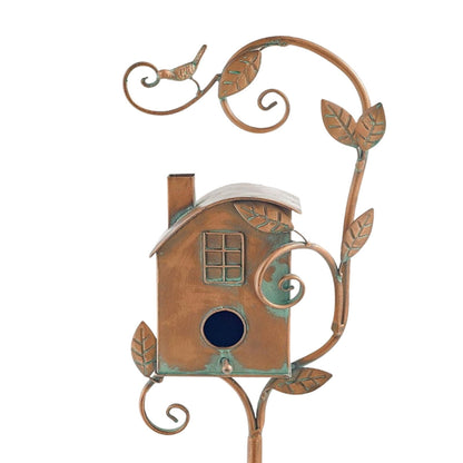 Metal Birdhouse Garden Stake Decorative Outdoor Yard Ornament