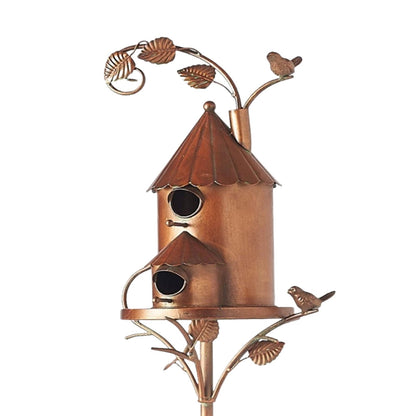 Metal Birdhouse Garden Stake Decorative Outdoor Yard Ornament