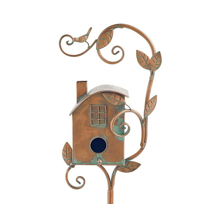 Metal Birdhouse Garden Stake Outdoor Yard Decor
