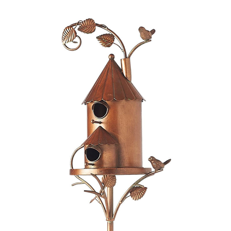 Metal Birdhouse Garden Stake Outdoor Yard Decor
