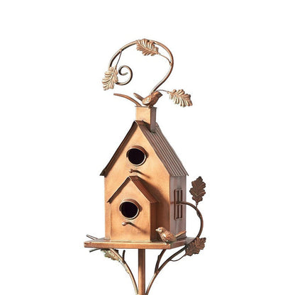 Metal Birdhouse Garden Stake Outdoor Yard Decor