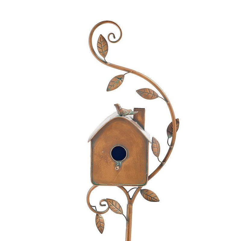 Metal Birdhouse Garden Stake Outdoor Yard Decor