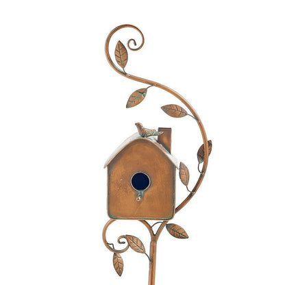 Metal Birdhouse Garden Stake Outdoor Yard Decor