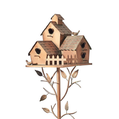 Metal Birdhouse Garden Stake Outdoor Yard Decor