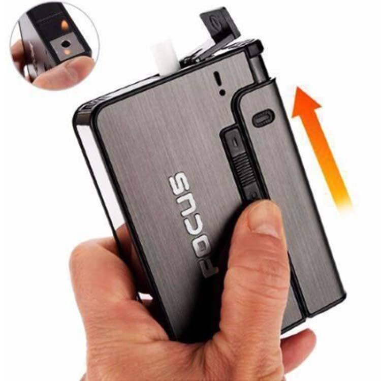 Metal Cigarette Case with Lighter Holder and Waterproof Protection