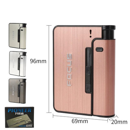 Metal Cigarette Case with Lighter Holder and Waterproof Protection