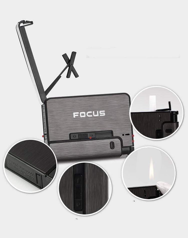 Metal Cigarette Case with Lighter Holder and Waterproof Protection