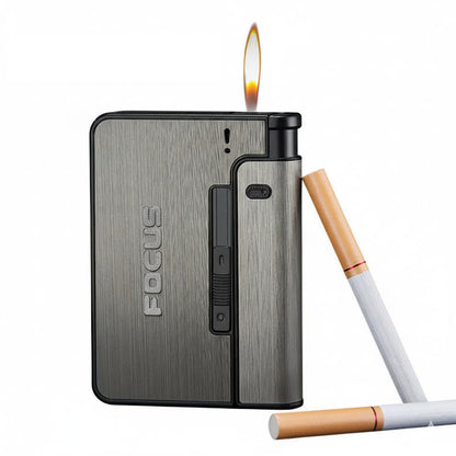 Metal Cigarette Case with Lighter Holder and Waterproof Protection