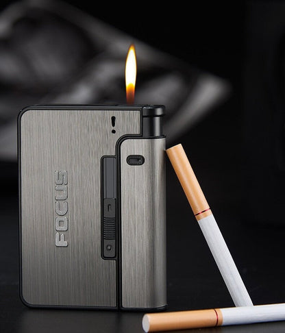 Metal Cigarette Case with Lighter Holder and Waterproof Protection