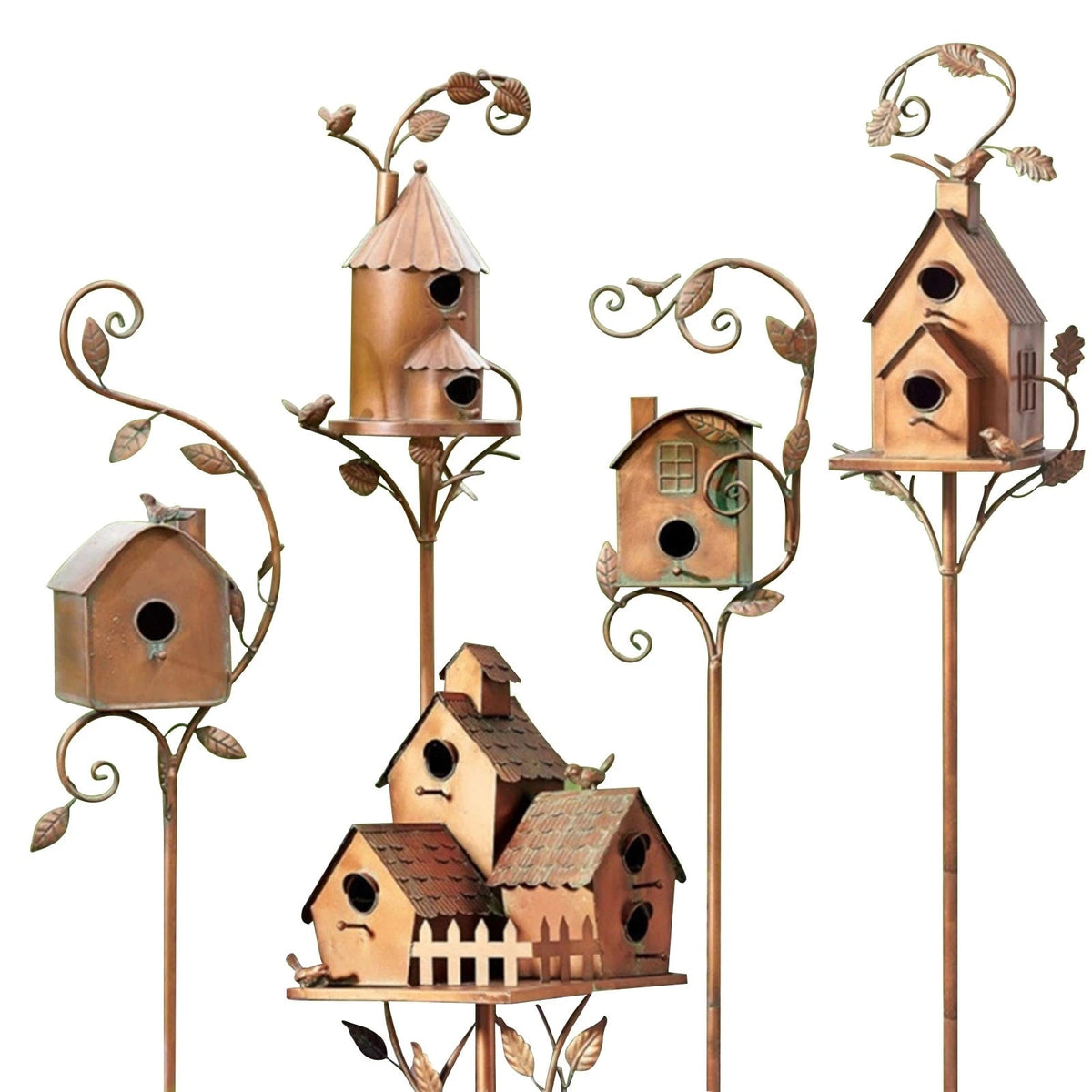 Metal Garden Birdhouse Stake Outdoor Decor