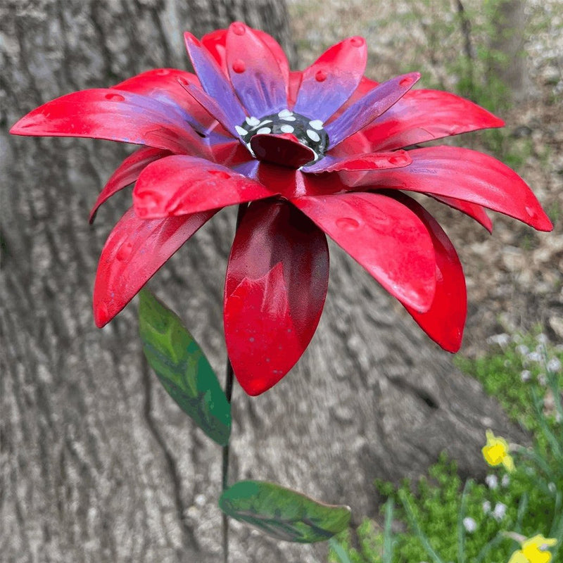Metal Garden Flower Stakes Outdoor Yard Decor
