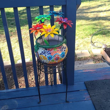 Metal Garden Flower Stakes Outdoor Yard Decor