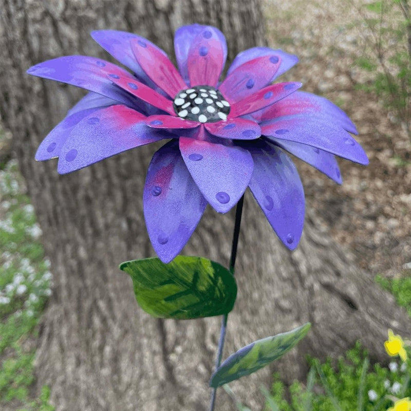 Metal Garden Flower Stakes Outdoor Yard Decor
