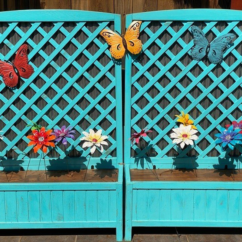 Metal Garden Flower Stakes Outdoor Yard Decor