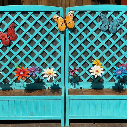 Metal Garden Flower Stakes Outdoor Yard Decor
