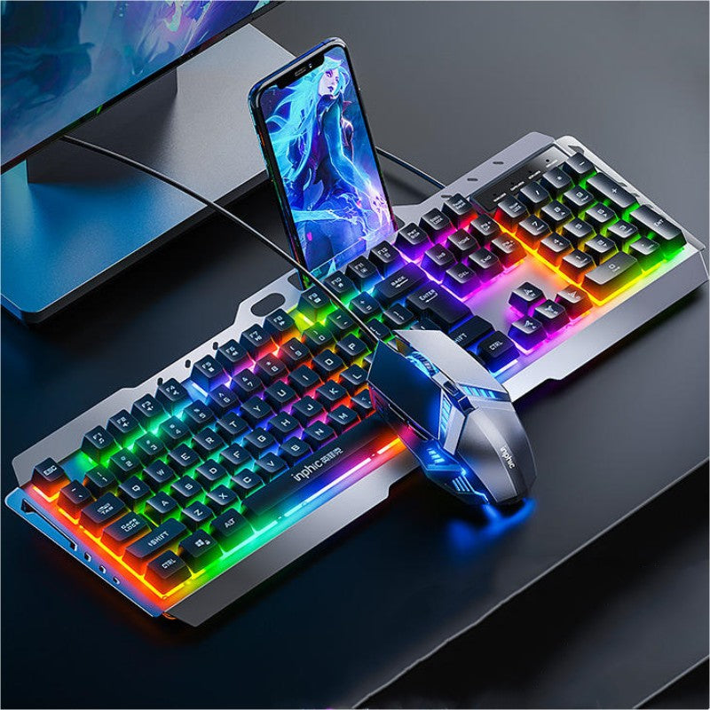Metal Mechanical Gaming Keyboard and Mouse Combo with RGB Backlight
