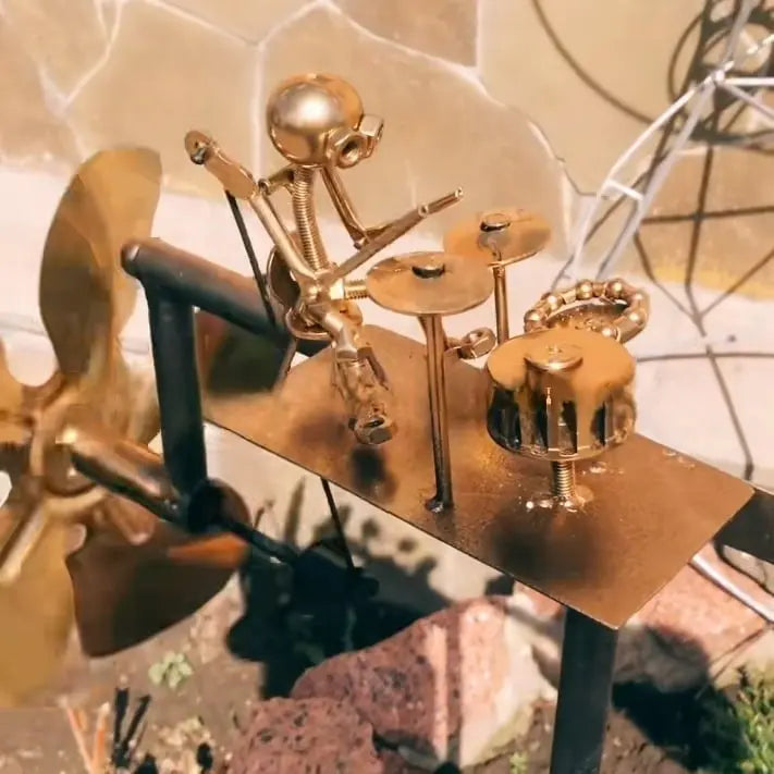 Metal Rock Band Wind Spinner Garden Stake Decor