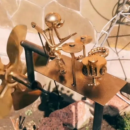 Metal Rock Band Wind Spinner Garden Stake Decor