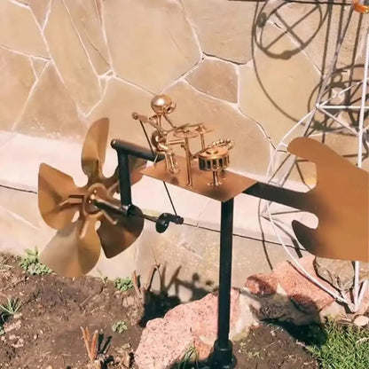 Metal Rock Band Wind Spinner Garden Stake Decor