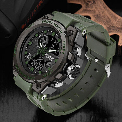 Military Style Men's Analog Digital Watch with Multifunction Display