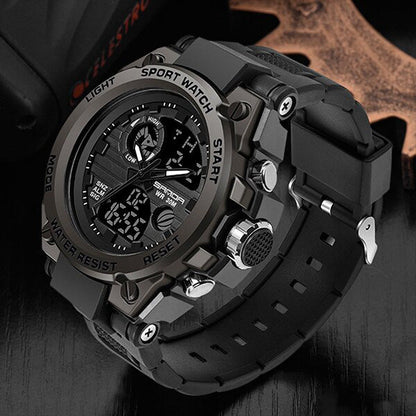 Military Style Men's Analog Digital Watch with Multifunction Display