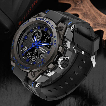 Military Style Men's Analog Digital Watch with Multifunction Display