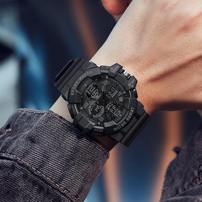 Military Waterproof Digital Sports Watch with Resin Strap