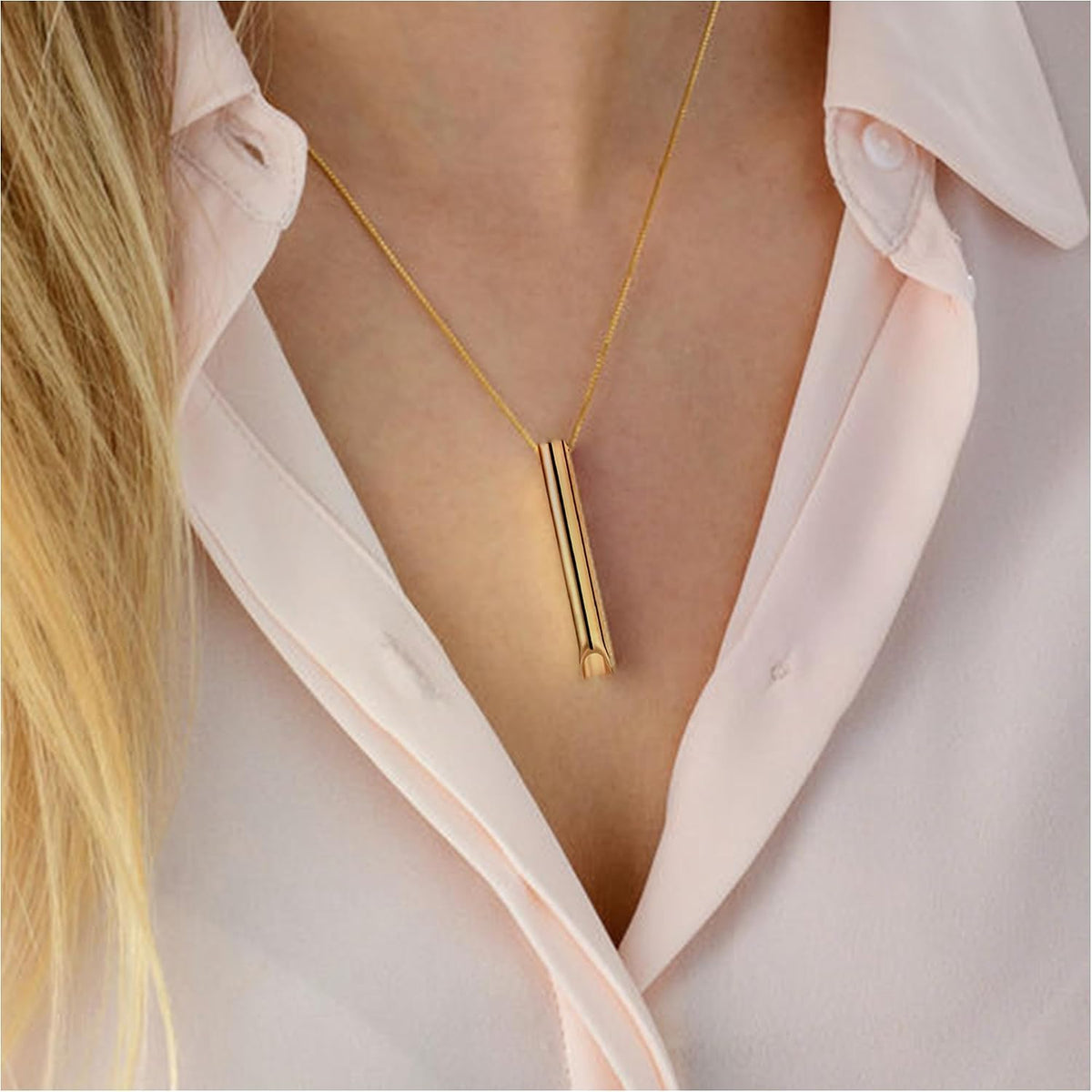 Mindful Breathing Necklace Stainless Steel Meditation Pendant