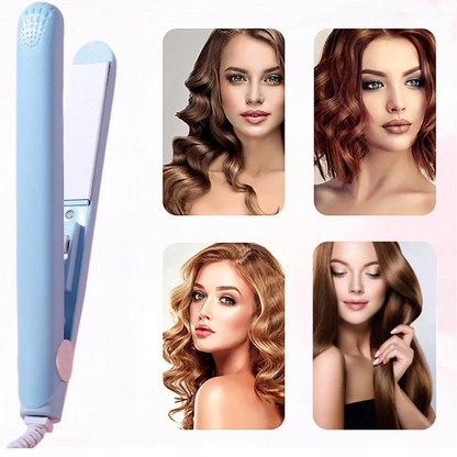 Mini Ceramic Hair Straightener and Curling Iron 2 in 1 Styler