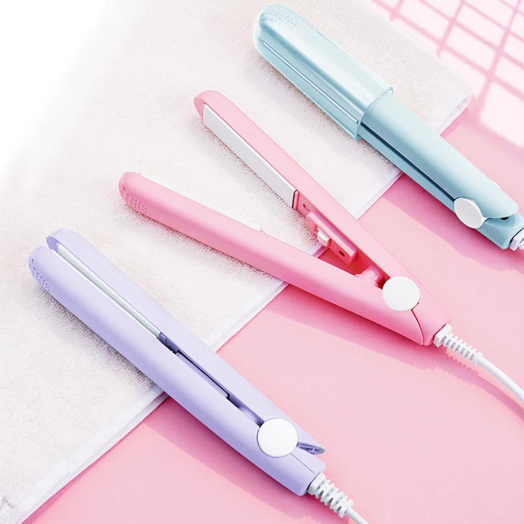 Mini Ceramic Hair Straightener and Curling Iron 2 in 1 Styler