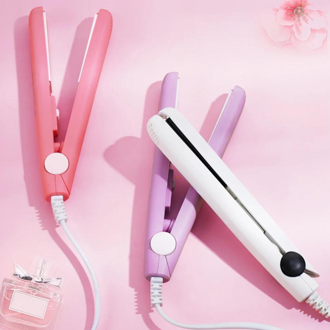 Mini Ceramic Hair Straightener and Curling Iron 2 in 1 Styler