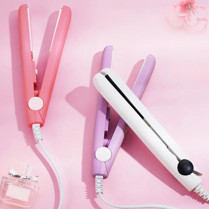 Mini Ceramic Hair Straightener and Curling Iron 2 in 1 Styler