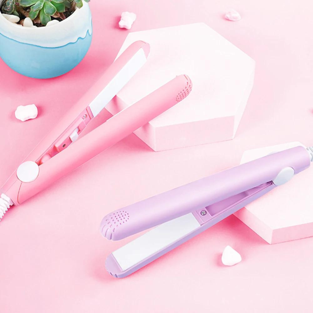 Mini Ceramic Hair Straightener and Curling Iron 2 in 1 Styler