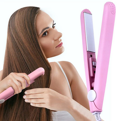 Mini Ceramic Hair Straightener and Curling Iron 2 in 1 Styler