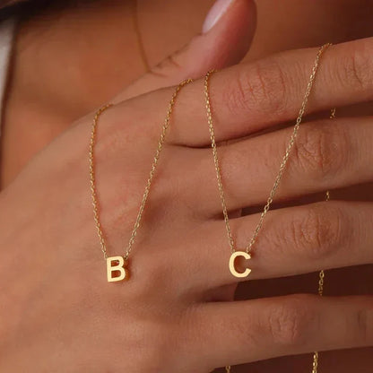 Minimal Stainless Steel Initial Letter Pendant Necklace