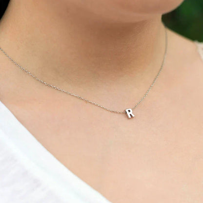 Minimal Stainless Steel Initial Letter Pendant Necklace