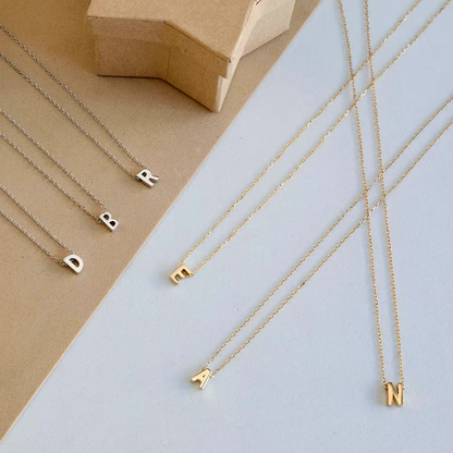 Minimal Stainless Steel Initial Letter Pendant Necklace