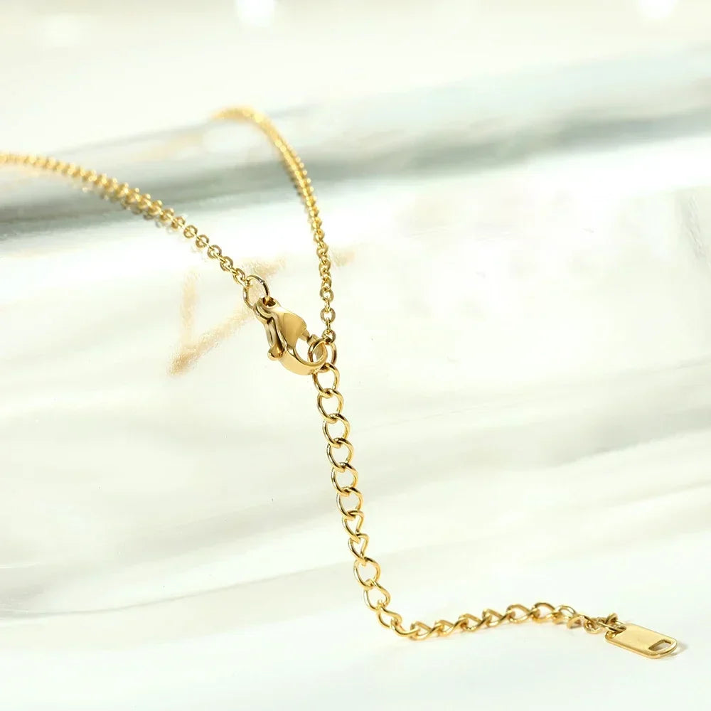 Minimal Stainless Steel Initial Letter Pendant Necklace