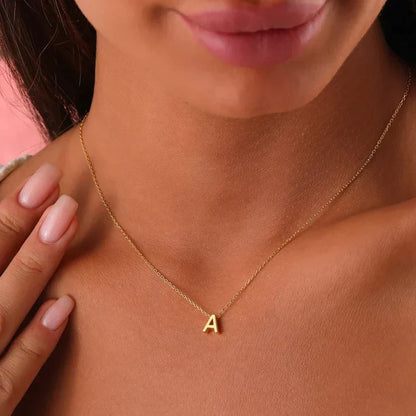 Minimal Stainless Steel Initial Letter Pendant Necklace