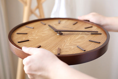 Minimalist Silent Wooden Wall Clock 12 Inch