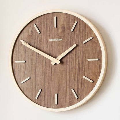 Minimalist Silent Wooden Wall Clock 12 Inch