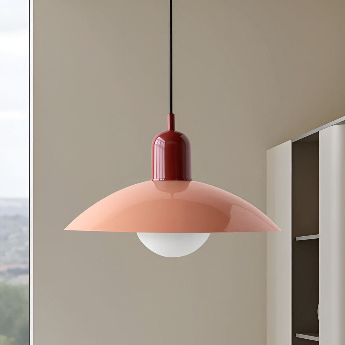 Modern Bauhaus Iron Pendant Light with Adjustable Hanging Cord