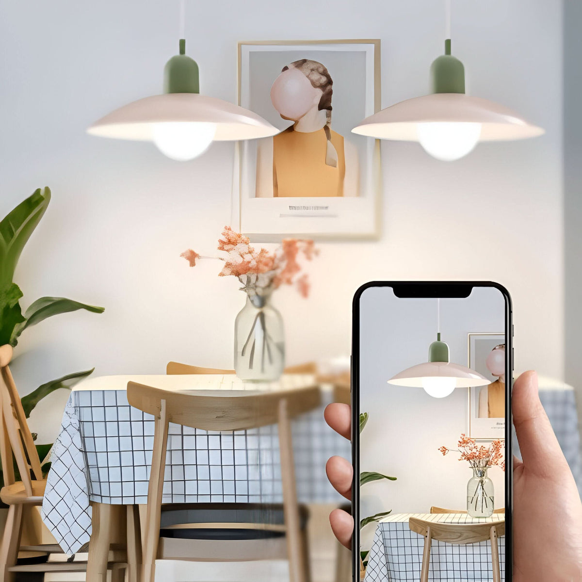 Modern Bauhaus Iron Pendant Light with Adjustable Hanging Cord