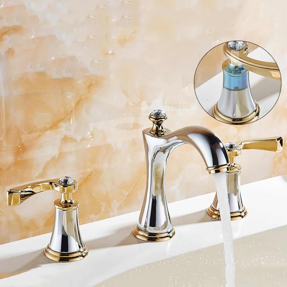 Modern Brass Vessel Sink Faucet Two Handle Low Arc