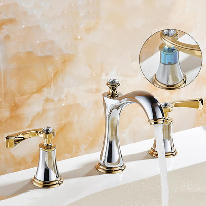 Modern Brass Vessel Sink Faucet Two Handle Low Arc